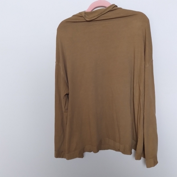 Free People Brown Neutral Funnel Neck Turtleneck Tee Shirt Size Large - Picture 4 of 9
